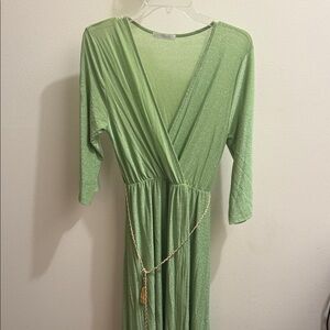 Elegant Green Wrap Dress